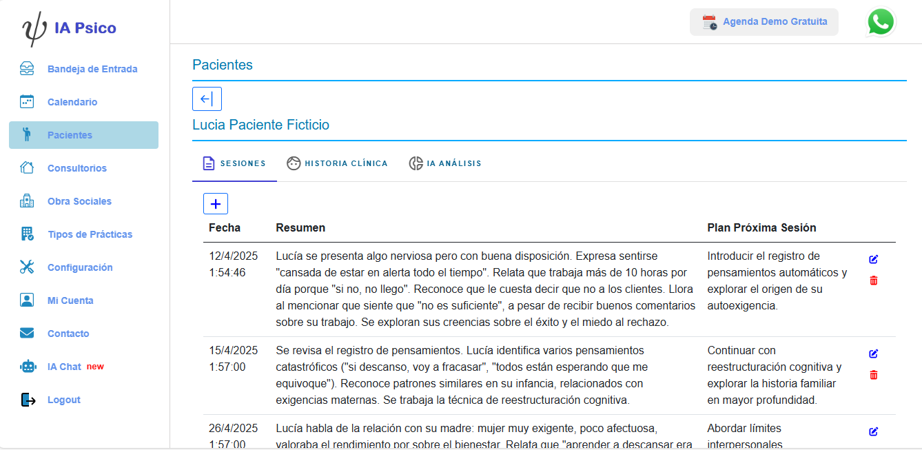 IA PSICO — Pantalla principal